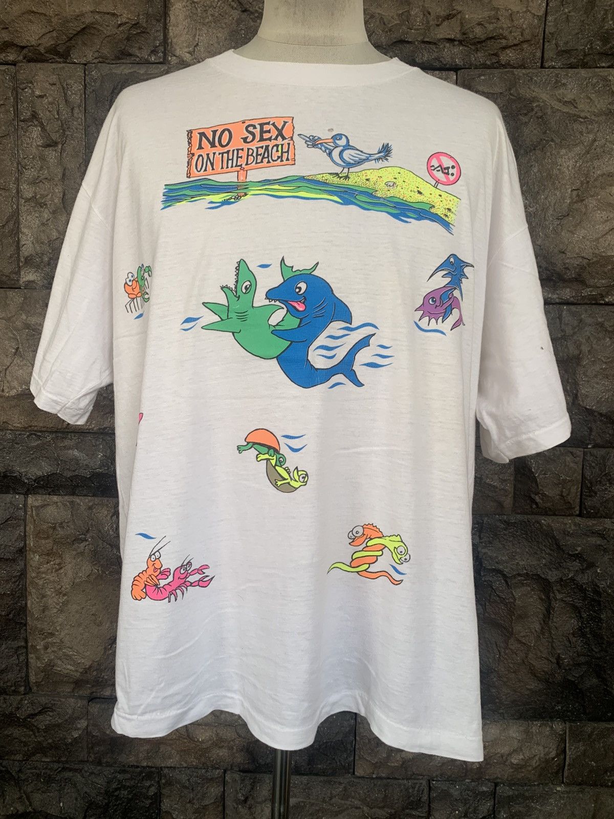 Vintage Vintage 90s Funny Graphics “No Sex On The Beach” T shirt Size US XL / EU 56 / 4 - 1 Thumbnail