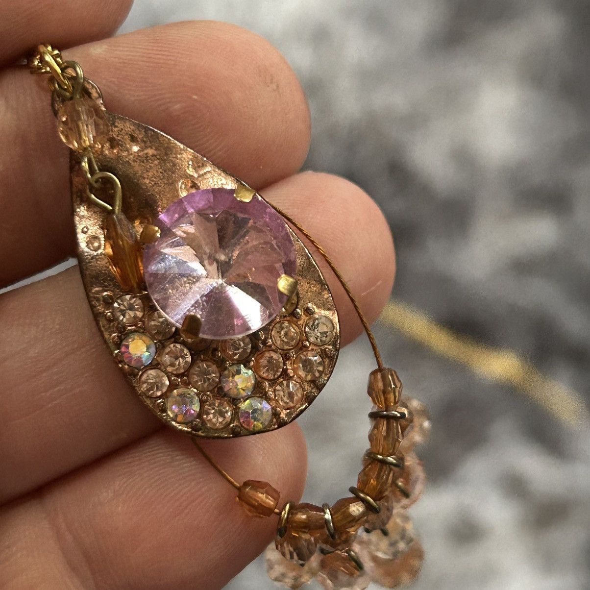 Handmade Handcrafted copper plated glass stone chandelier necklace Size ONE SIZE - 5 Thumbnail