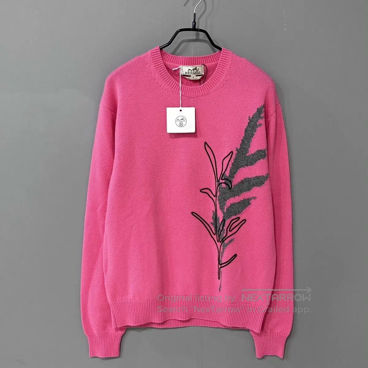 Hermes Hermes Pink Cashmere Plant Jacquard Sweater. Size M / US 6-8 / IT 42-44 - 1 Thumbnail