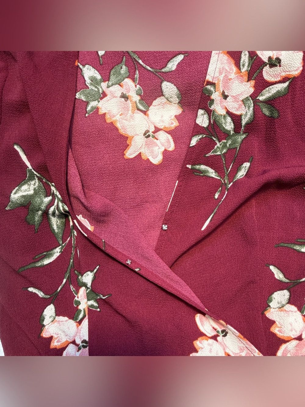 Lulus September Sunsets Burgundy Floral V-neck Wrap Maxi Dress Size S / US 4 / IT 40 - 9 Thumbnail