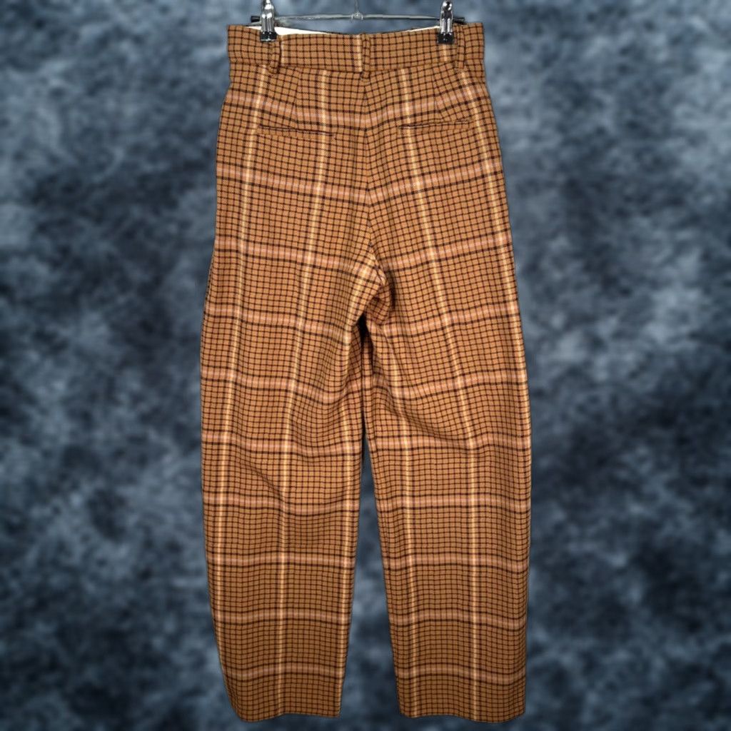 Vintage Wilfred Womens Brown High-Waisted Plaid Pleated Wide-Leg Pants Size 6 Size 28" / US 6 / IT 42 - 1 Thumbnail