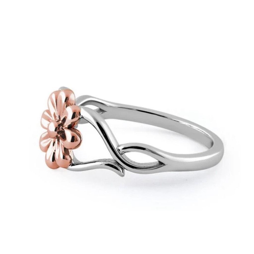 Other Sterling Silver Rose Gold Two Tone Daisy Flower Ring Size 4 Size ONE SIZE - 4 Thumbnail