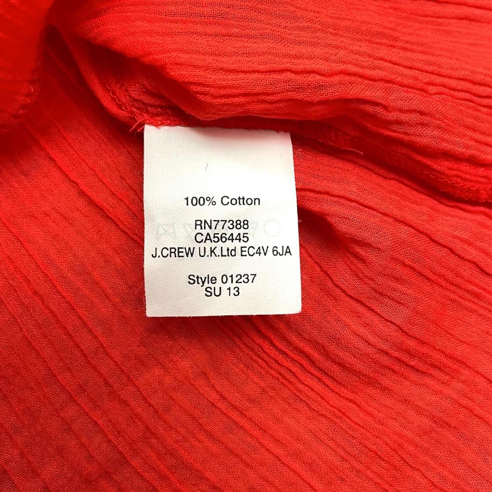 J.Crew J.Crew Blouse Shirt Womens 00 Red Long Sleeve Round Neck Button Embroidered Tunic Cotton Casual Size S / US 4 / IT 40 - 6 Thumbnail