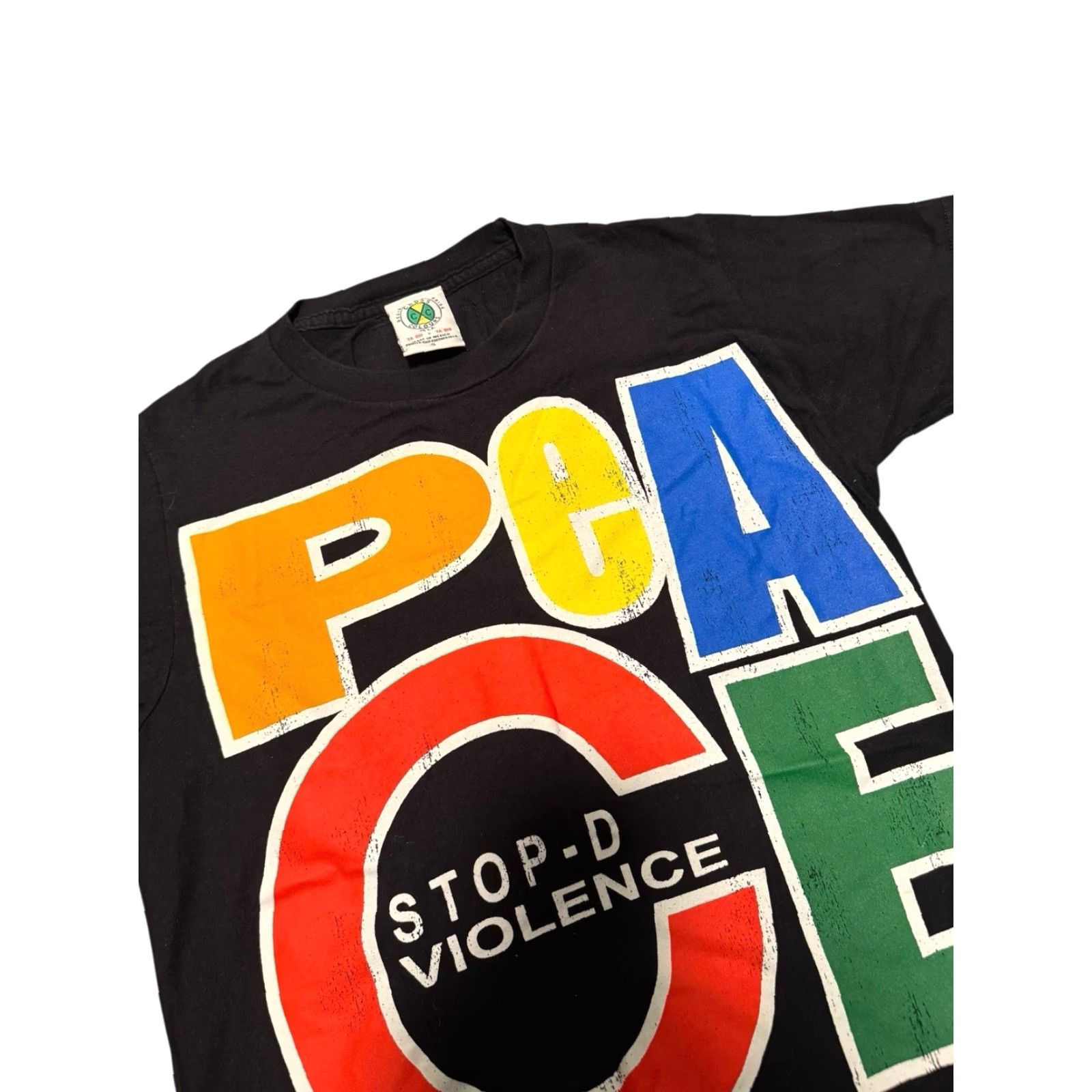 Vintage VINTAGE Cross Colours PEACE Stop-D the Violence Hip Hop Nation Men’s SML Rap Tee Shirt Short Sleeve Black Cotton Logo 90s Hip Hop Mens Size US S / EU 44-46 / 1 - 4 Thumbnail