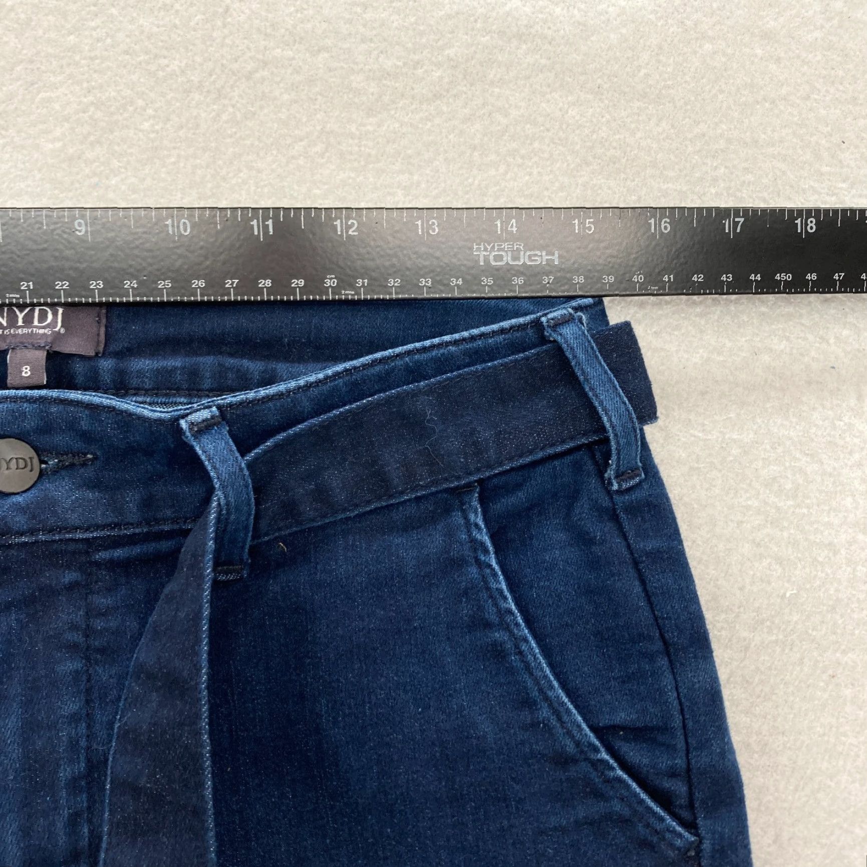 NYDJ NYDJ Marilyn Straight Jeans Women's 8 Dark Wash Blue Stretch Denim Tie Waist Size 30" / US 8 / IT 44 - 7 Thumbnail