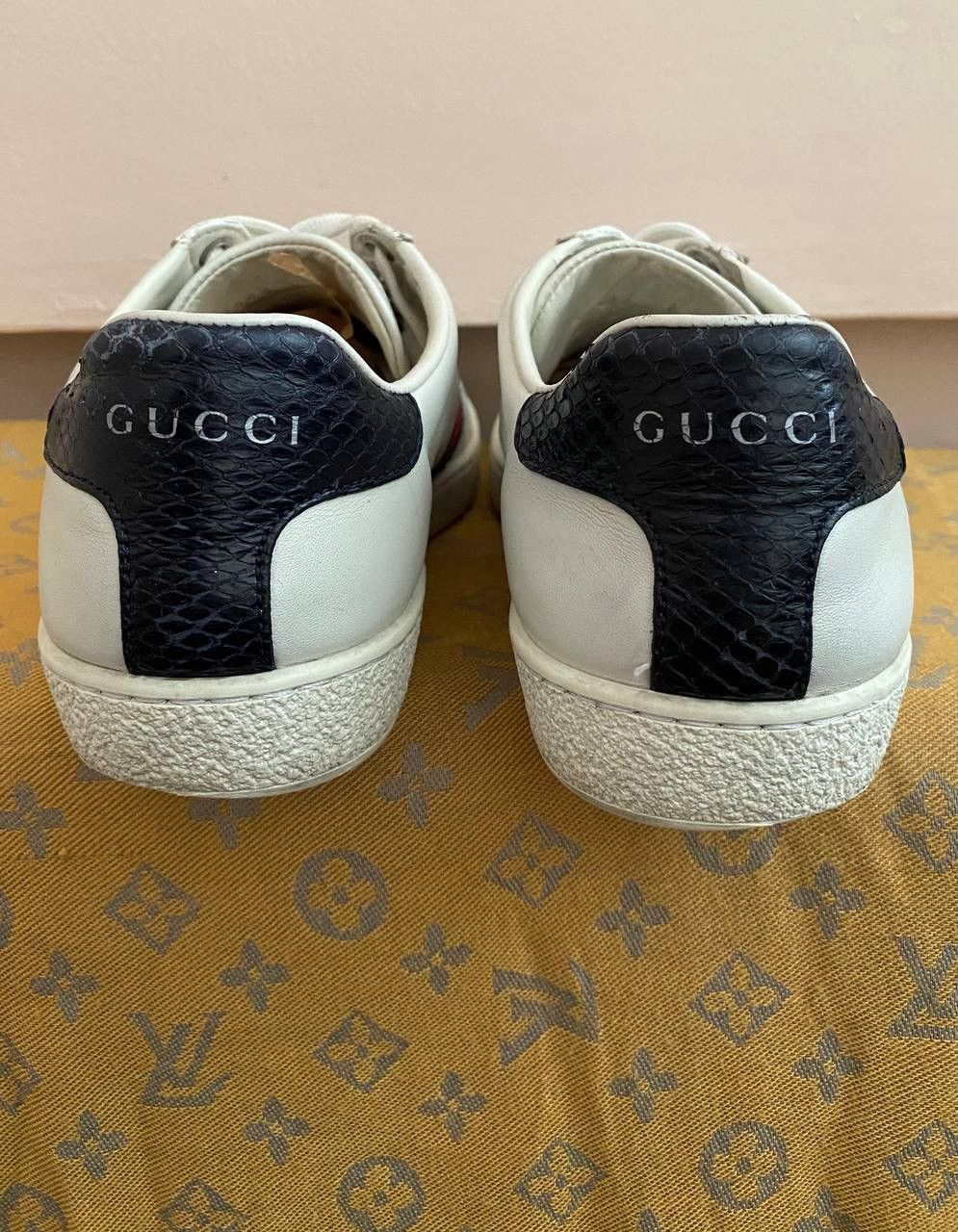 Designer × Gucci 🇮🇹Gucci Ace Sneakers Og Blue Web White Leather Shoes Monogram Size US 6 / IT 36 - 6 Thumbnail