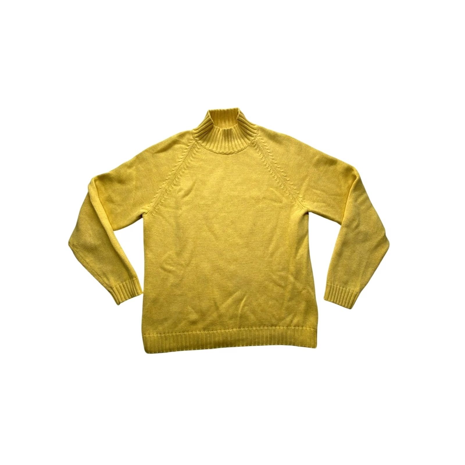 Lands' End VINTAGE Lands End Women’s Turtleneck Sweater Medium Yellow Pullover Cotton Womens Mens? Size M / US 6-8 / IT 42-44 - 2 Thumbnail