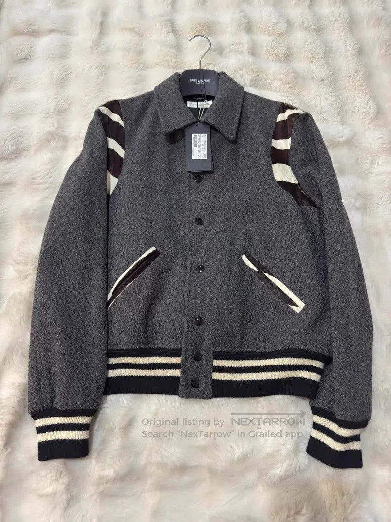 Saint Laurent Paris Saint Laurent Paris Gray Zebra Print Baseball Jacket Size US S / EU 44-46 / 1 - 1 Thumbnail