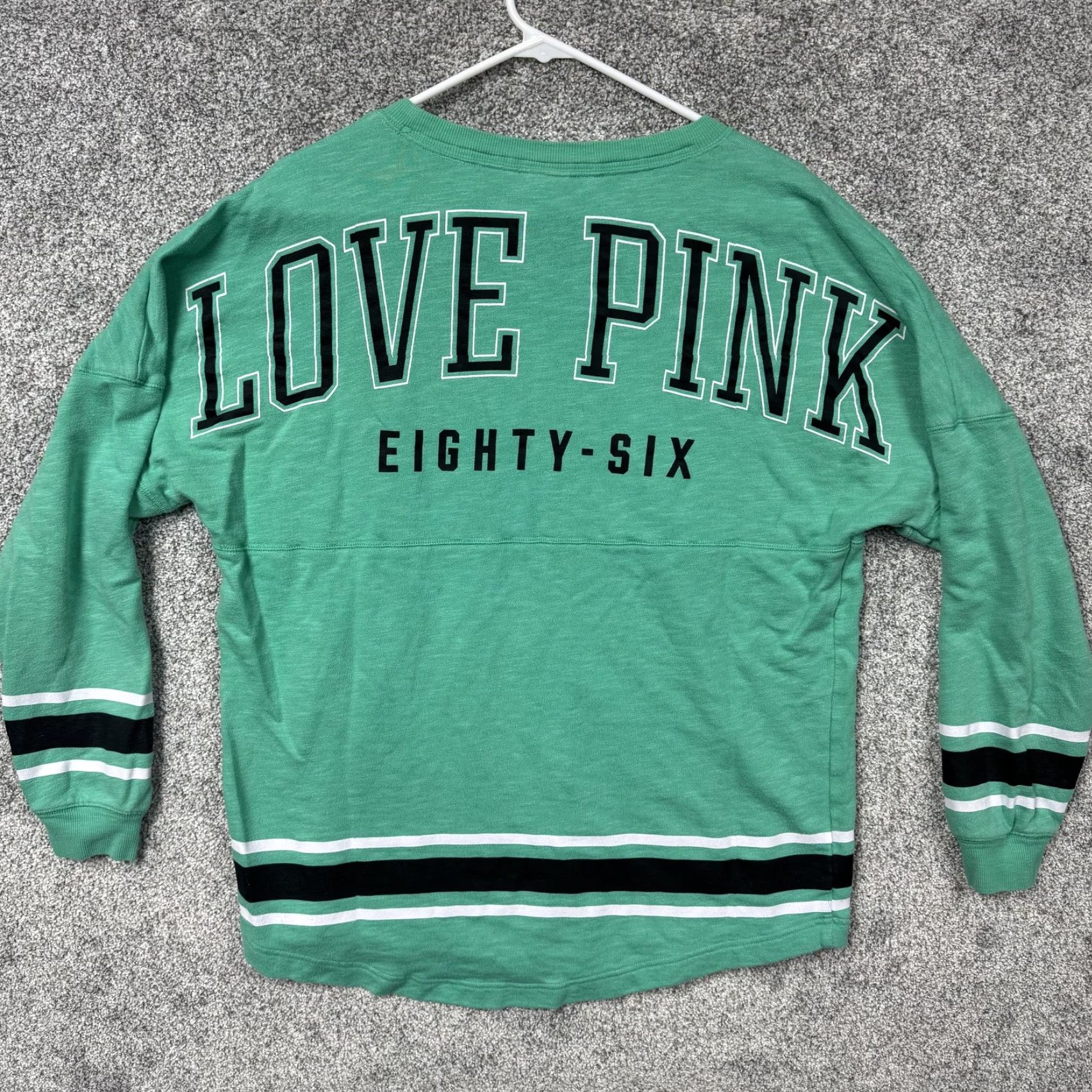 Vintage PINK Victoria's Secret Shirt L Green Jersey Striped Varsity 86 Retro Sporty Womens Long Sleeve Crew Neck T-Shirt Size L / US 10 / IT 46 - 7 Thumbnail