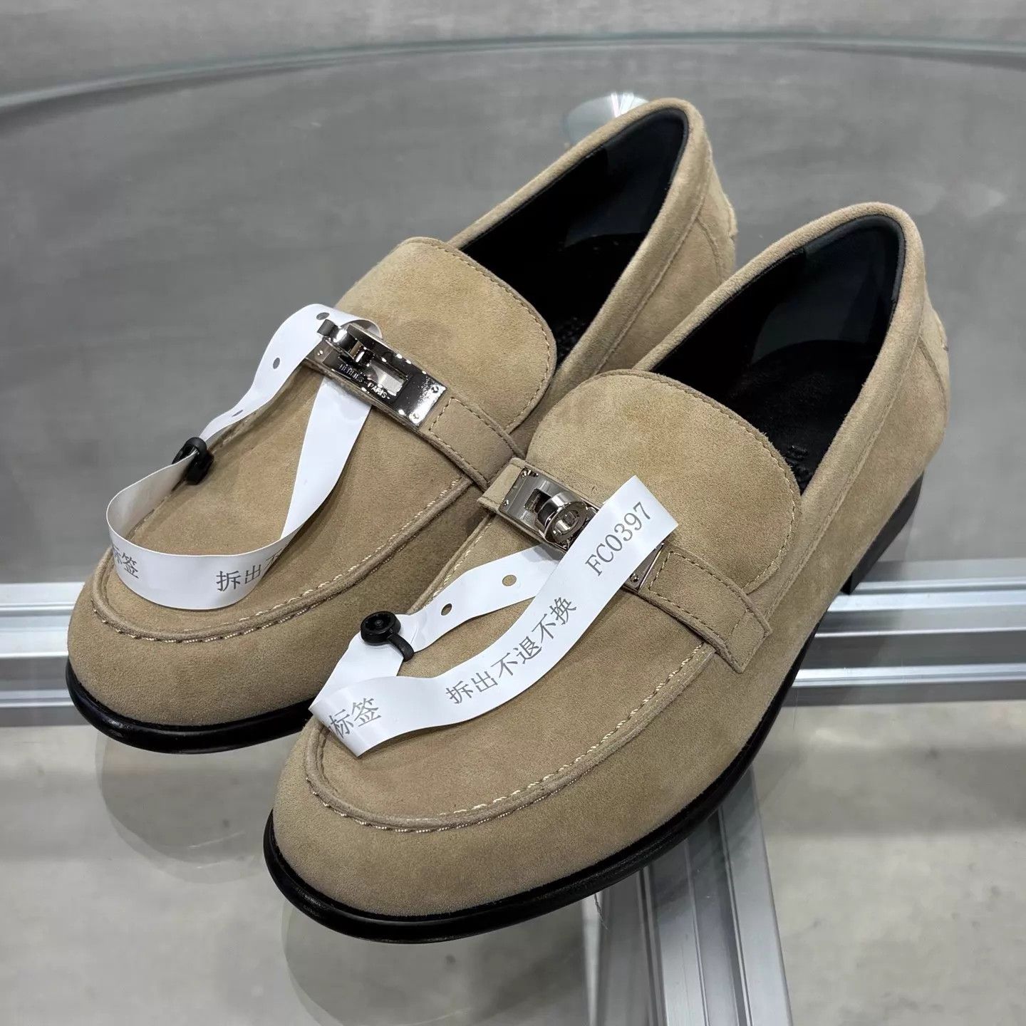 Hermes Hermes Khaki Silver Buckle Loafer 35 New w/ Box Size US 4.5 / IT 34.5 - 2 Thumbnail