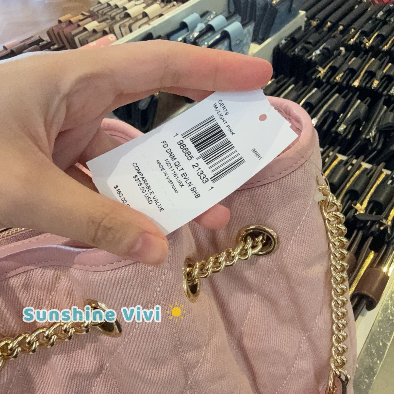 Coach NWT Coach Evelyn Shoulder Bag Loved denim CER79 Light Pink Size ONE SIZE - 3 Thumbnail