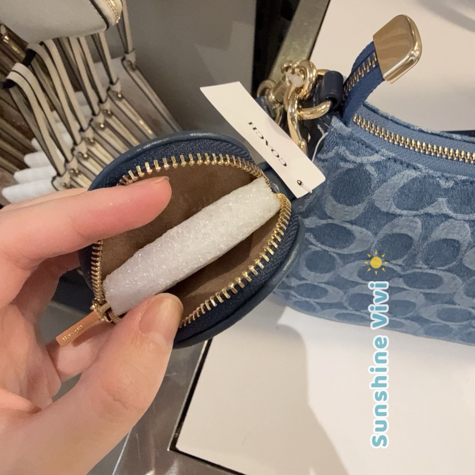 Coach NWT coach Heart Bag Charm Signature Denim CDF55 Gold/Indigo Size ONE SIZE - 4 Thumbnail