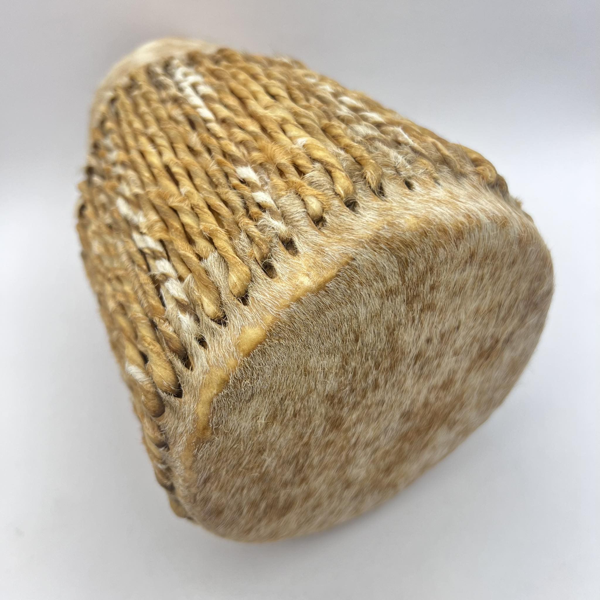 Vintage Vintage African Tribal Cow Skin Hand Crafted Hide Drum Music Size ONE SIZE - 4 Thumbnail