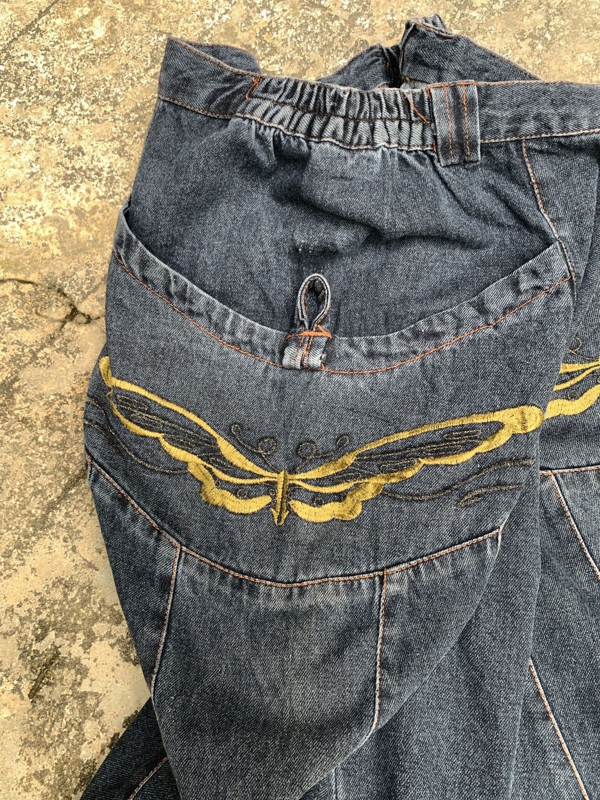 Japanese Brand y2k Du Qin Butterfly Embroidery Jeans Baggy Balloon Pants Size US 33 - 6 Thumbnail