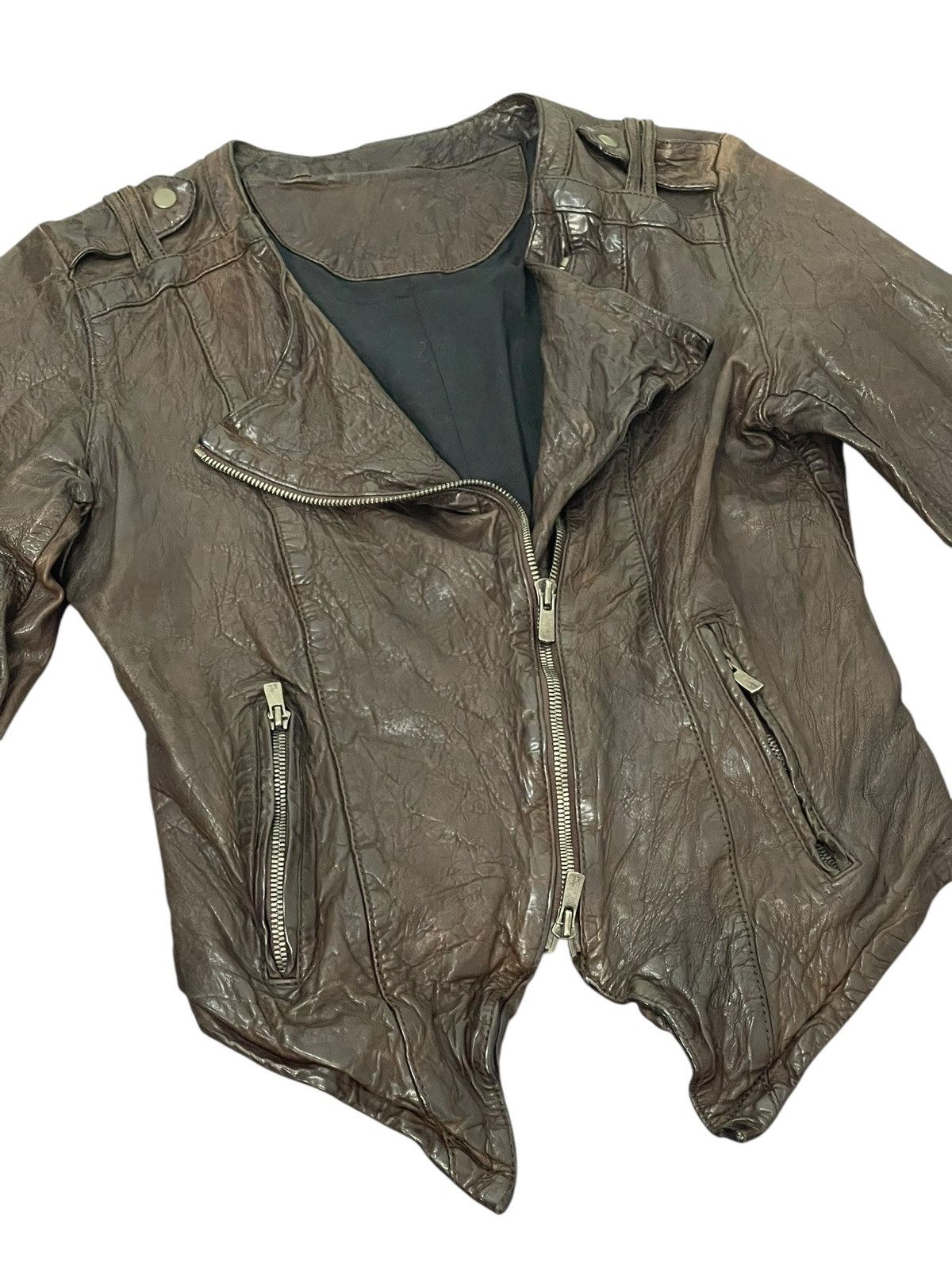 Leather Full Grain Leather Luva Tram Bikers Jacket Slim 6🟩7 Size US S / EU 44-46 / 1 - 1 Thumbnail