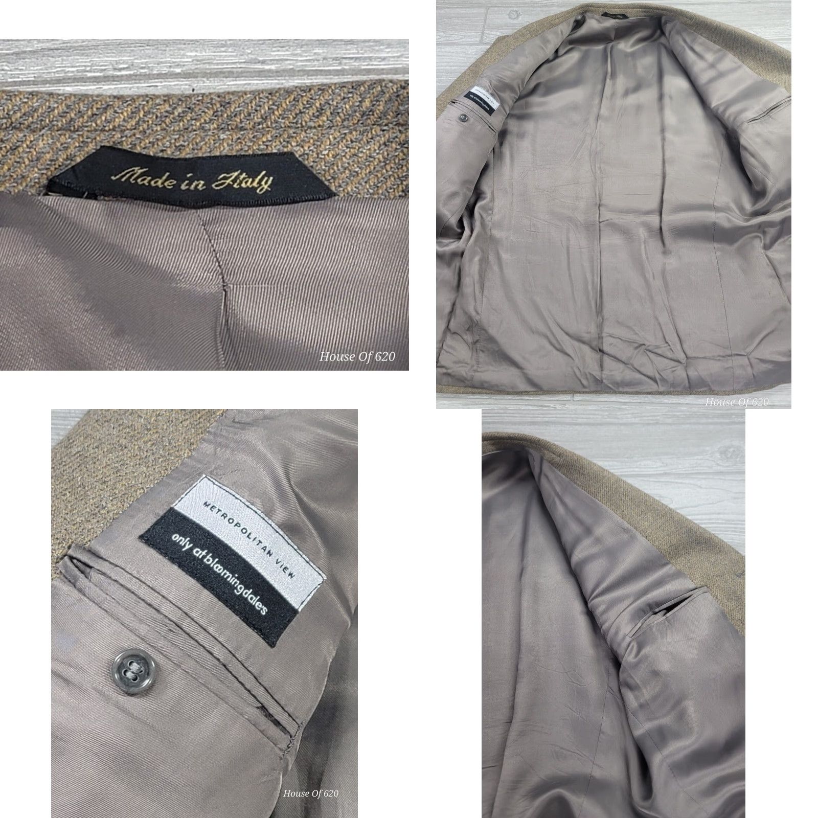 Vintage Metropolitan View Blazer Wool Tweed Brown 44 R Men's One Piece Single-Breasted 3-Button Italy City Classic Vintage Style 90s (if applicable) Mens Size 44R - 8 Thumbnail