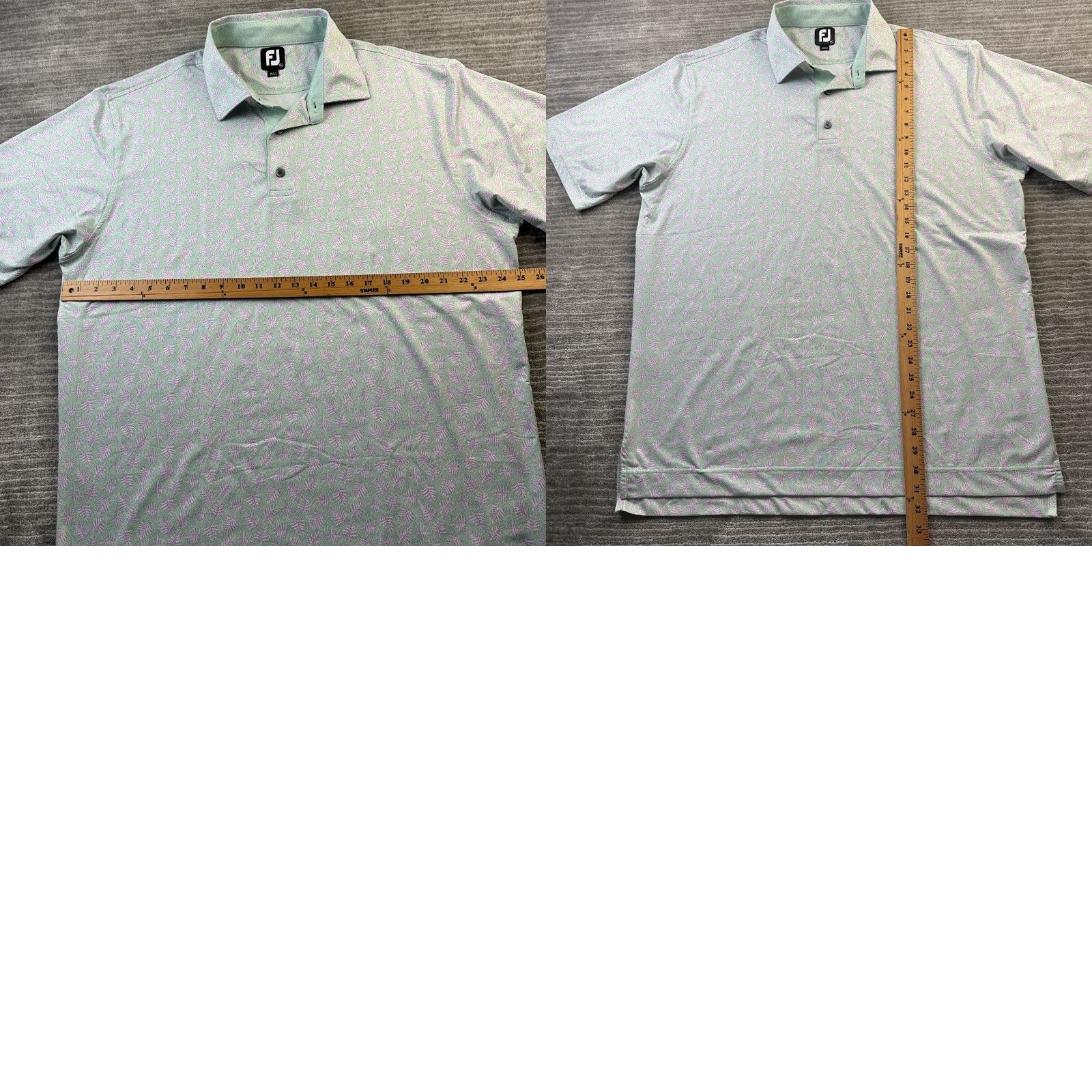Footjoy Footjoy Polo Shirt Mens XL Green All Over Print Golf Performance Shirt Size US XL / EU 56 / 4 - 8 Thumbnail