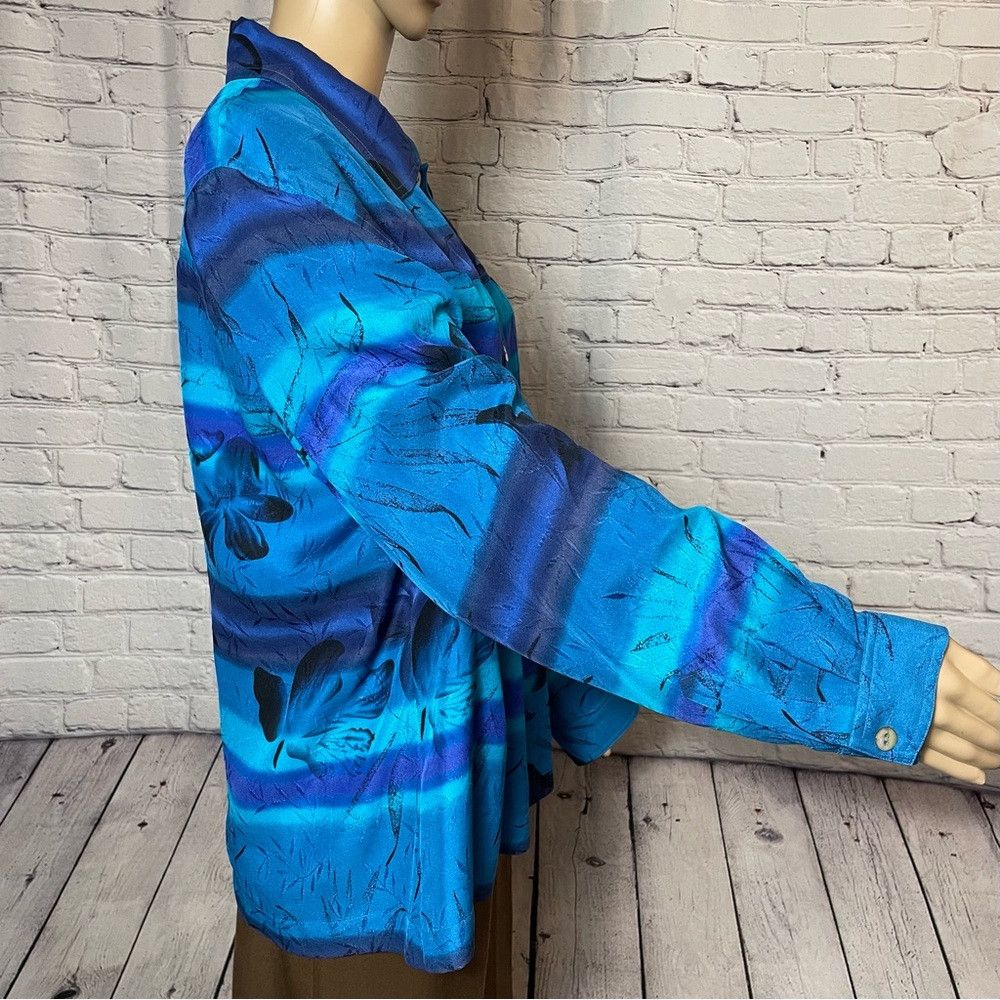 Chicos Chico's Silk Blue Long Sleeve Shirt Size 3 US XL Size XL / US 12-14 / IT 48-50 - 2 Thumbnail