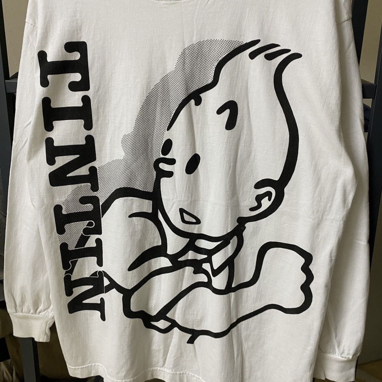 Vintage Vintage Men's Chocolate Tintin Long Sleeve T-Shirt Big Logo Size US L / EU 52-54 / 3 - 3 Thumbnail