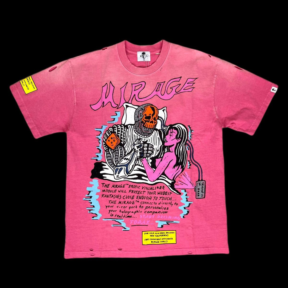 image of 2023 Warren Lotas Mirage Projecter Tee Shirt Pink Distressed, Men's (Size Large)