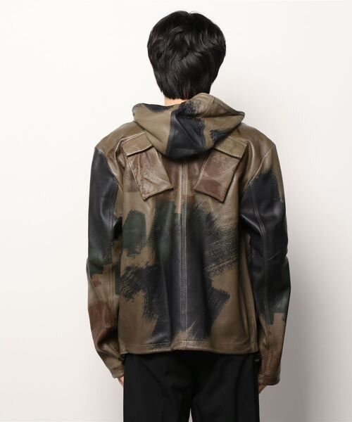 Diesel Diesel Leather Jacket Camo Print Hooded Sheepskin Full Zip Size US XXL / EU 58 / 5 - 1 Thumbnail