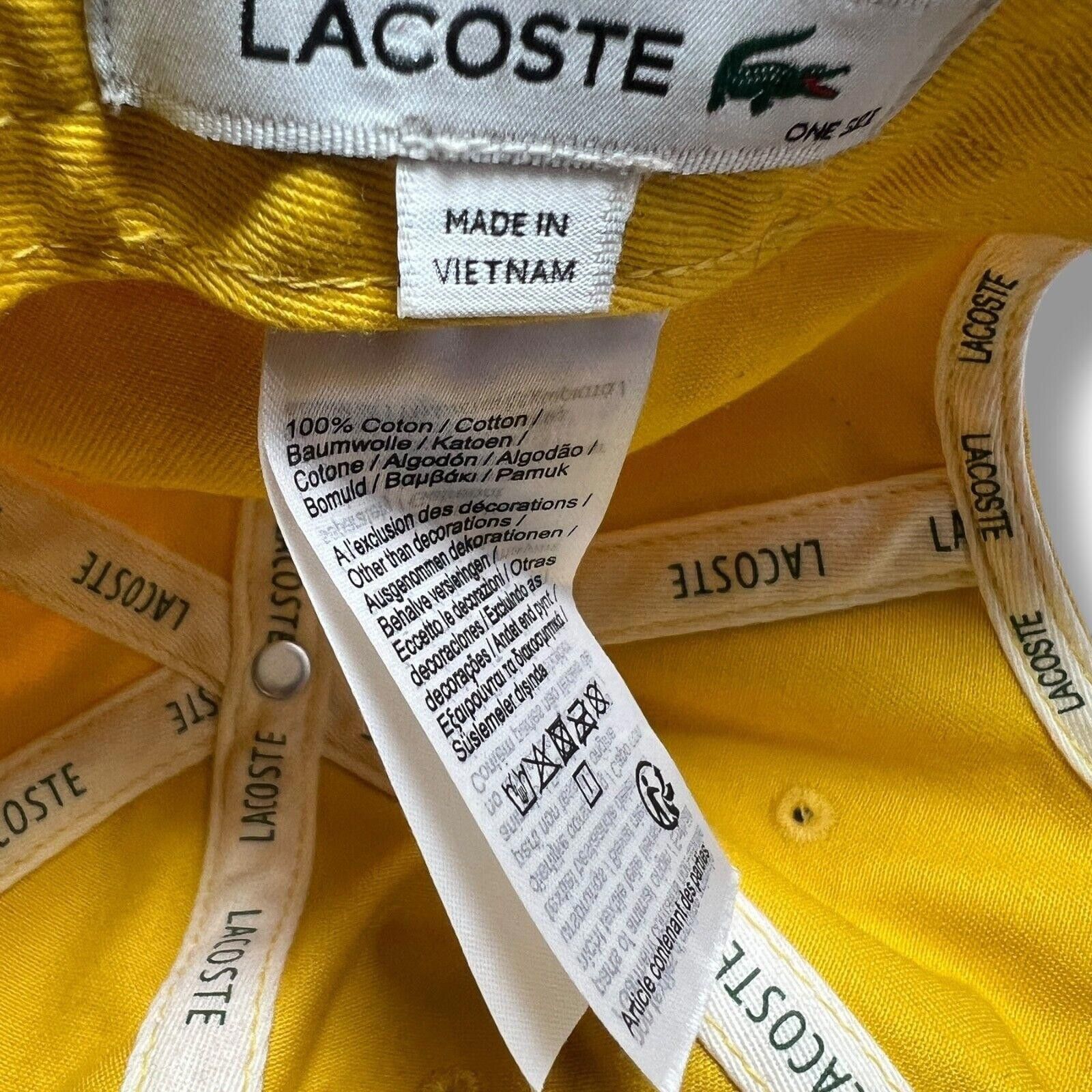 Lacoste Lacoste Yellow Cotton Cap Hat Adjustable Strapback Crocodile Size ONE SIZE - 8 Thumbnail