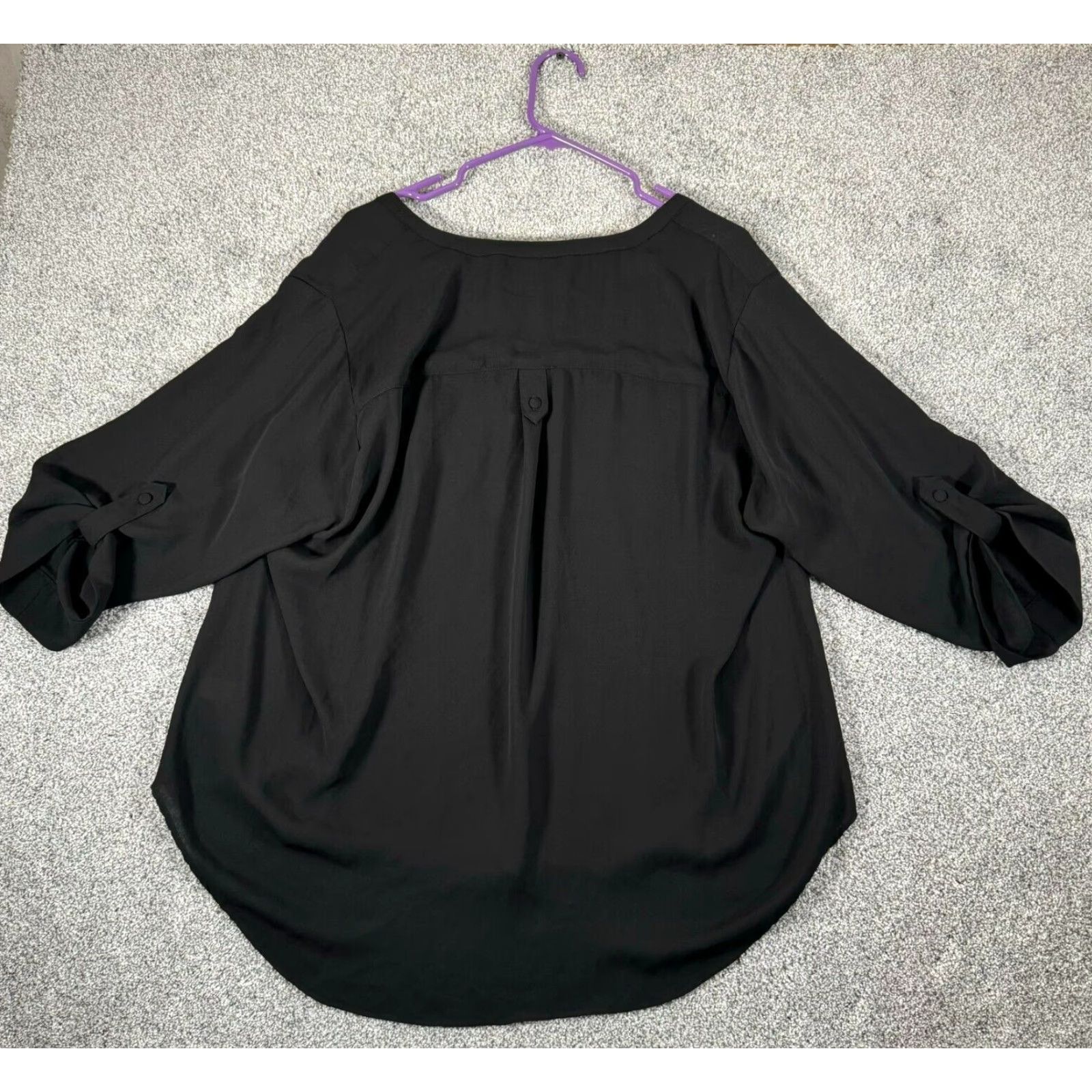 Torrid Torrid Blouse Hi-Lo Roll Tab Pockets 3X Plus Black V-Neck Button Polyester Grunge Witchy Fairy Tunic Women Mens? Size XXL / US 16-18 / IT 52-54 - 2 Thumbnail