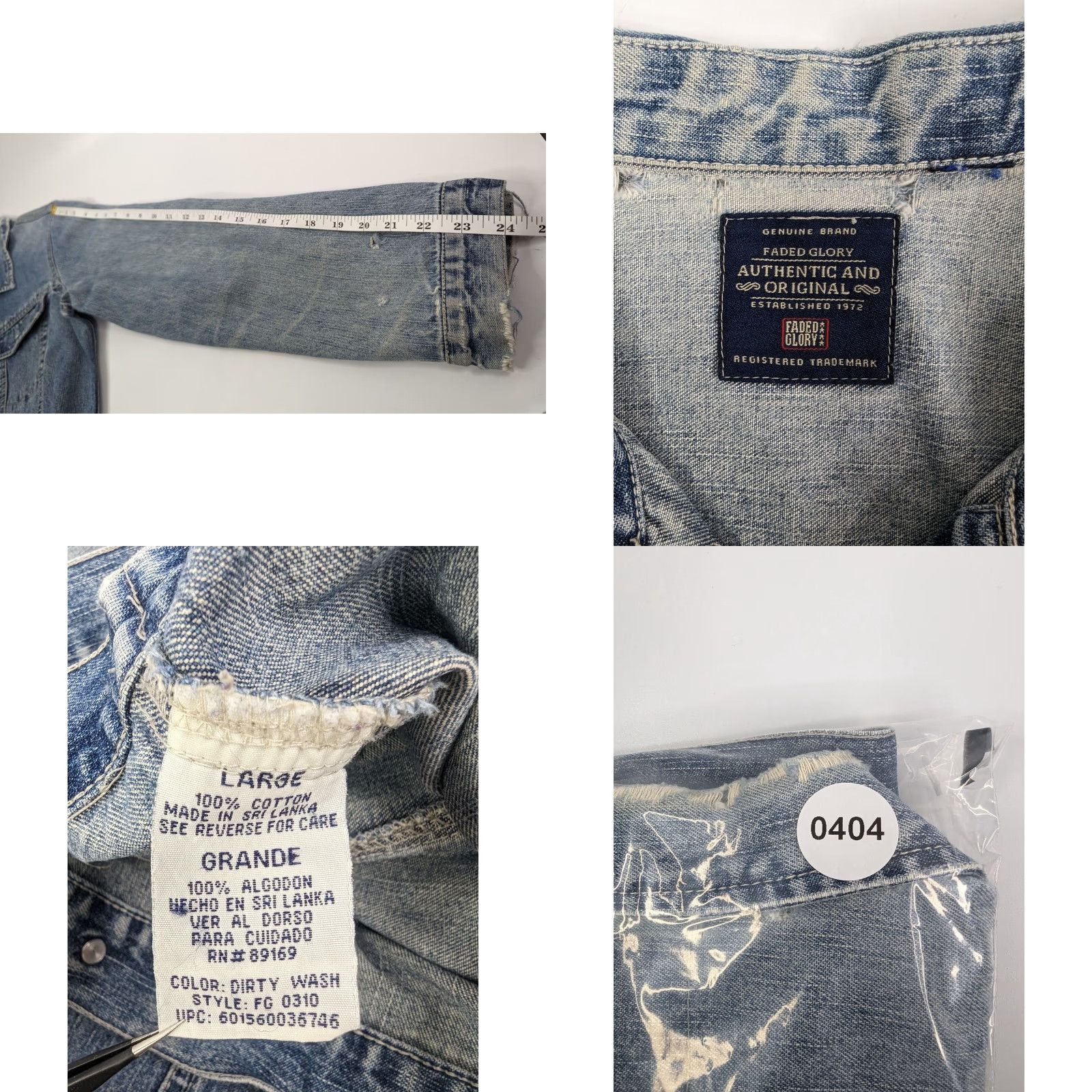 Faded Glory Faded Glory Denim Jacket Distressed Short Button Closure Women's L Medium Wash Indigo Vintage 90s Classic Collared Jacket Size L / US 10 / IT 46 - 9 Thumbnail