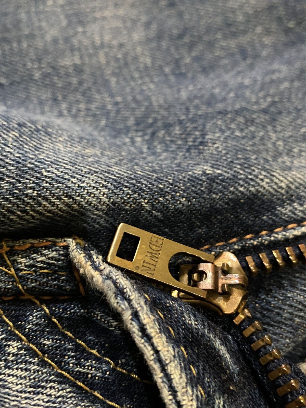 Edwin Vintage Edwin 505x Washed Orange Tab Ripped Selvedge Denim Size US 30 / EU 46 - 10 Thumbnail