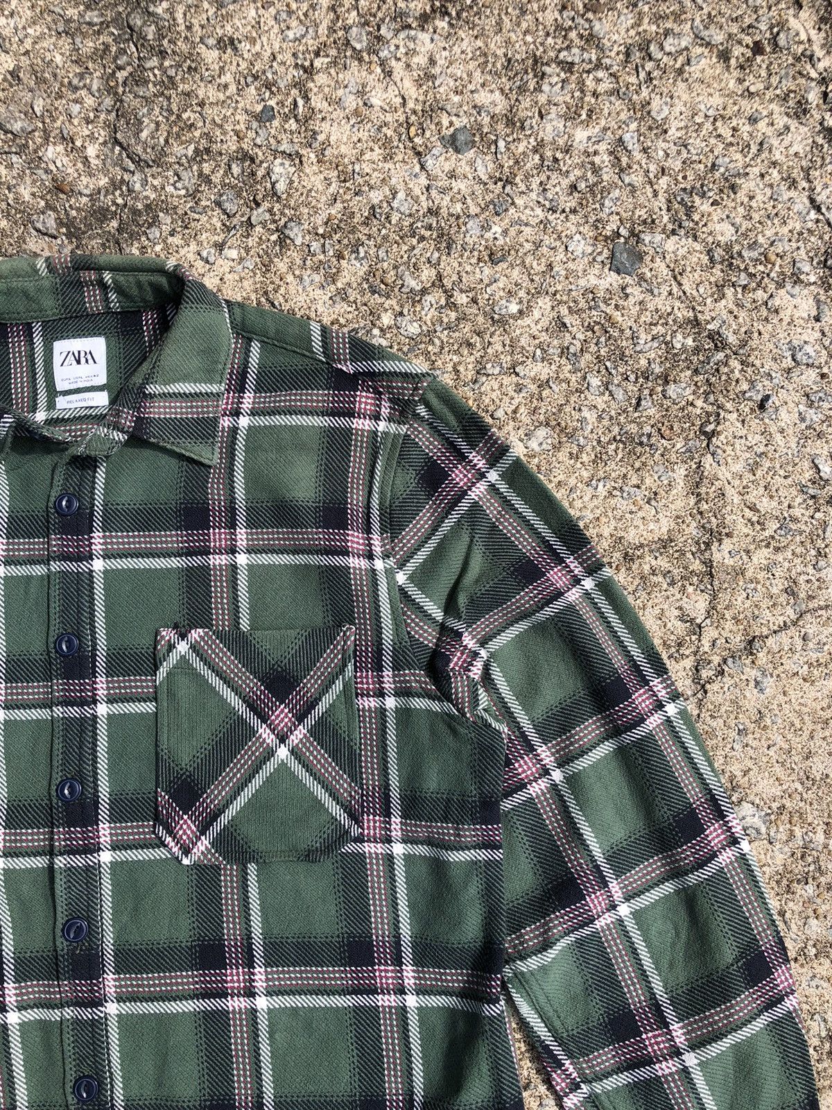 Vintage × Zara Zara Double Pocket Plaid Relaxed Fit Flannel Size US L / EU 52-54 / 3 - 5 Thumbnail