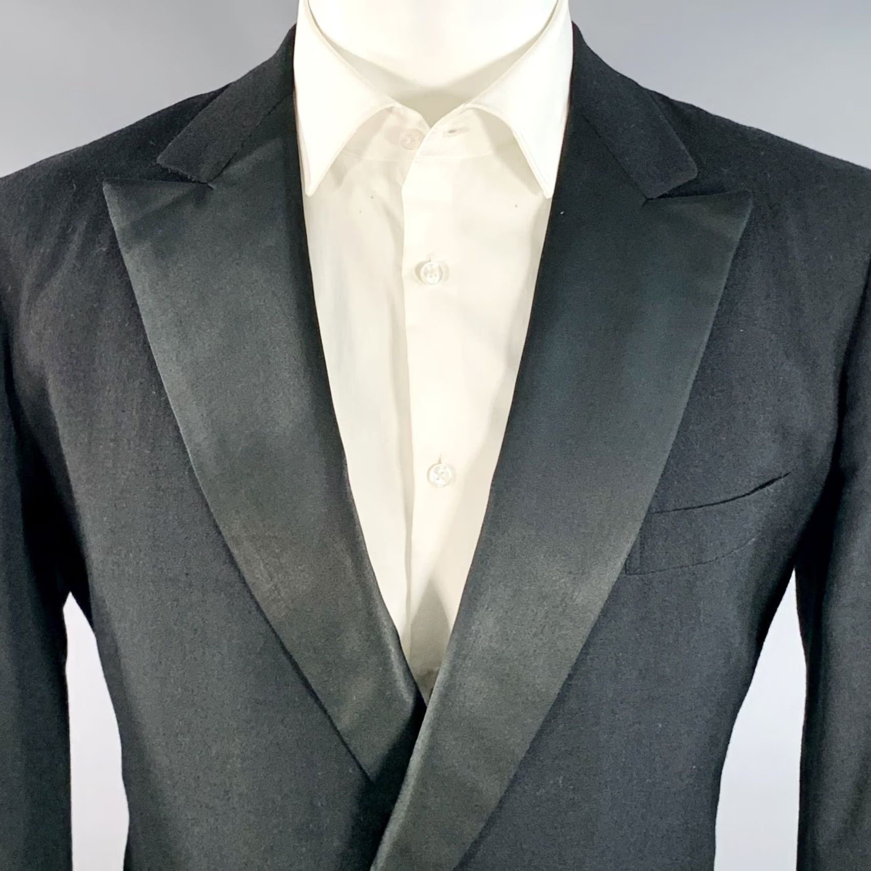 Paul Stuart PAUL STUART Black Wool Sport Coat Size 40 Regular Peak Lapel Double Breasted Men Size US XXS / EU 40 - 2 Thumbnail