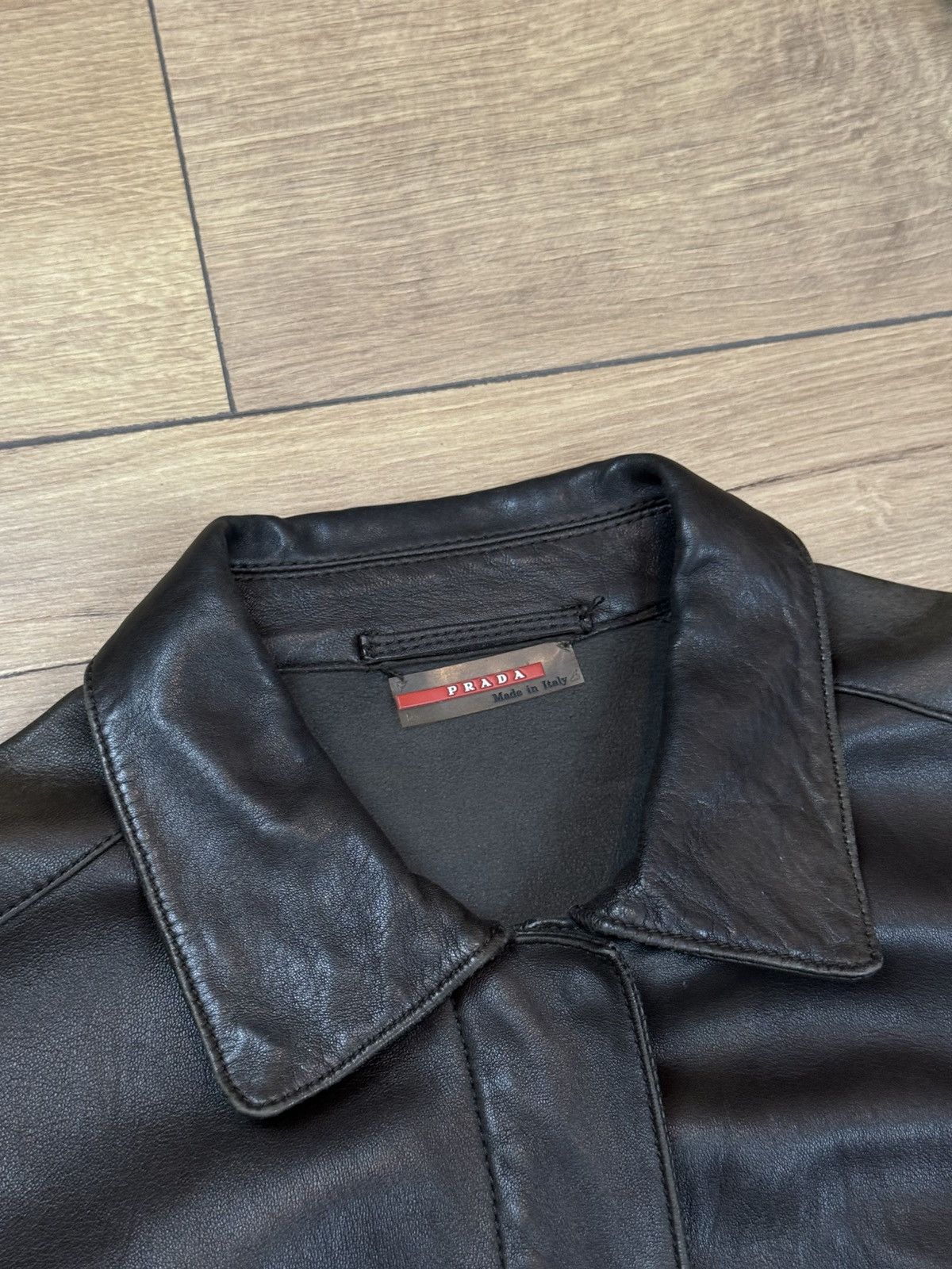 Prada Archive leather jacket Prada original luxury streetwear item Size S / US 4 / IT 40 - 4 Thumbnail