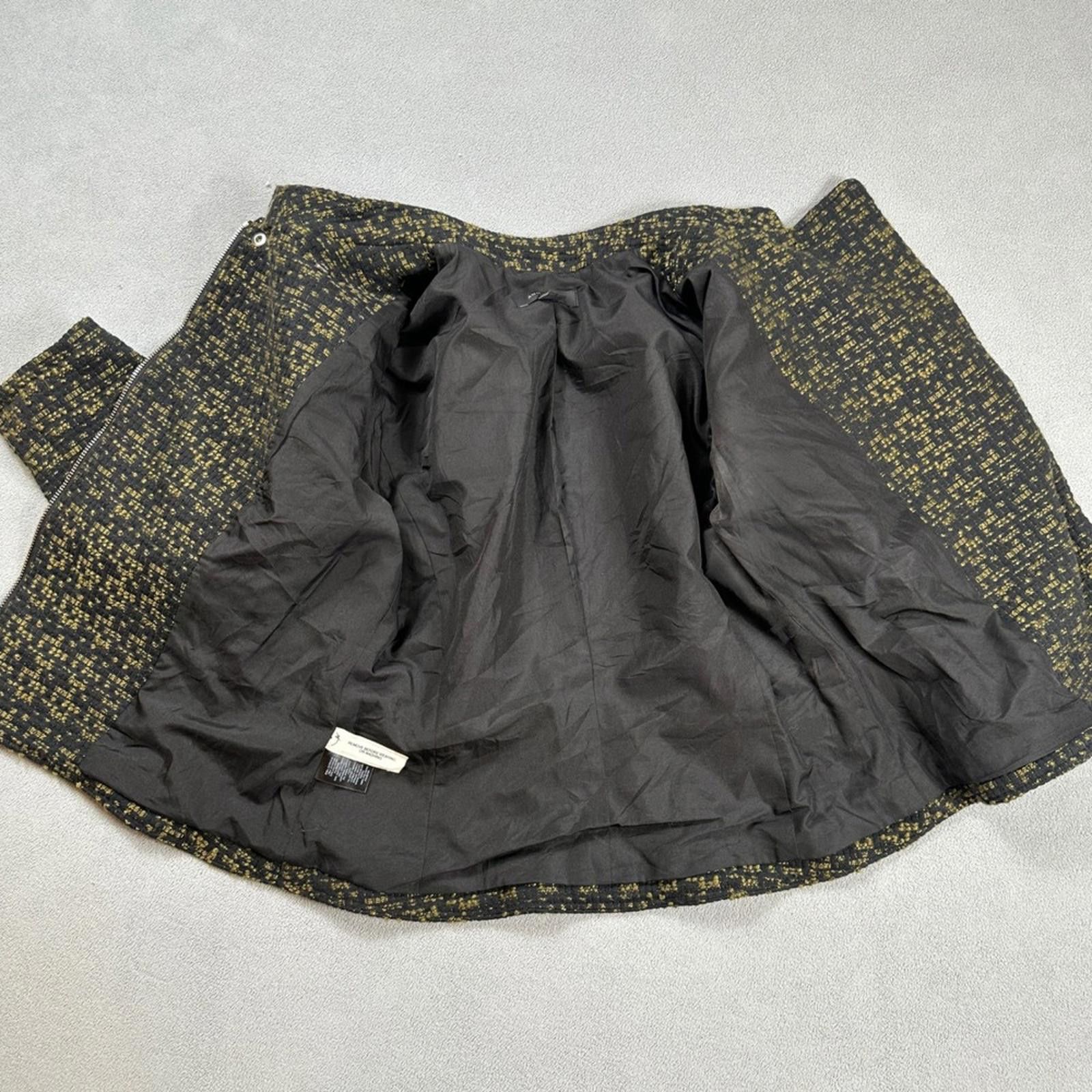 Ann Taylor Ann Taylor Tweed Moto Jacket Blazer Women 4 Black Gold Size S / US 4 / IT 40 - 4 Thumbnail