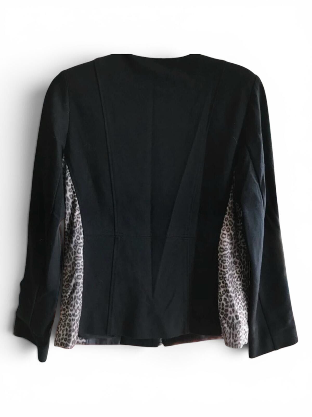Chicos Chico's Black and Leopard Print Zip-Up Jacket Size 0 Size XS / US 0-2 / IT 36-38 - 2 Thumbnail