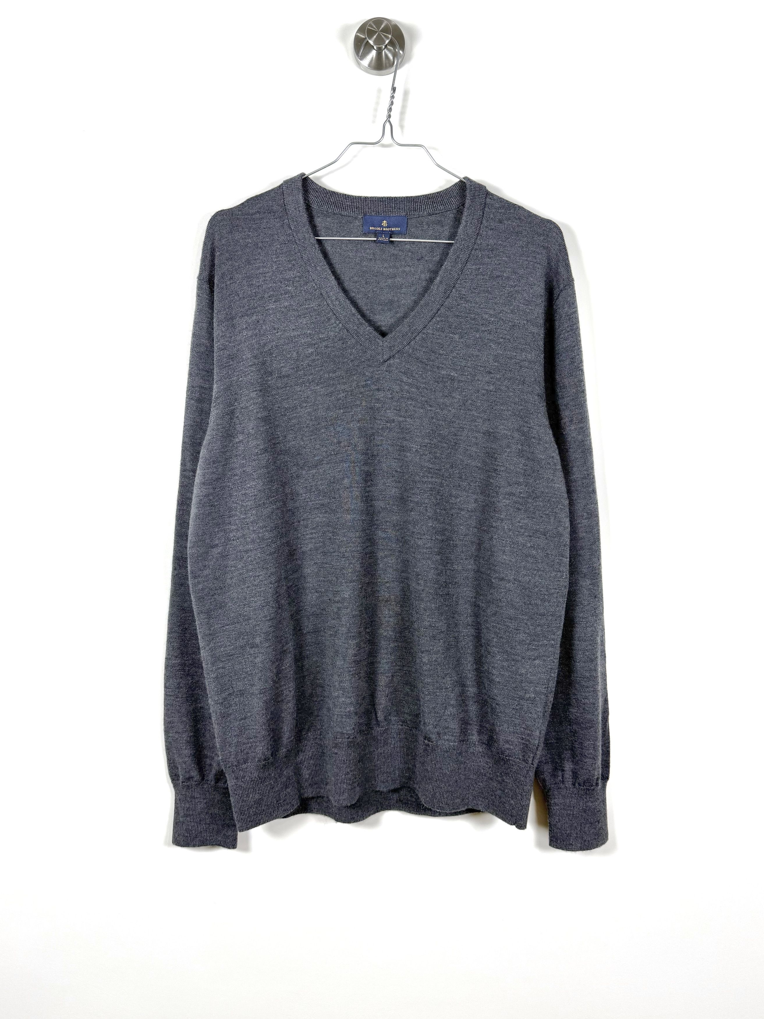 Brooks Brothers Men's Brooks Brothers Merino Wool V-neck Sweater (L) Size US L / EU 52-54 / 3 - 1 Thumbnail