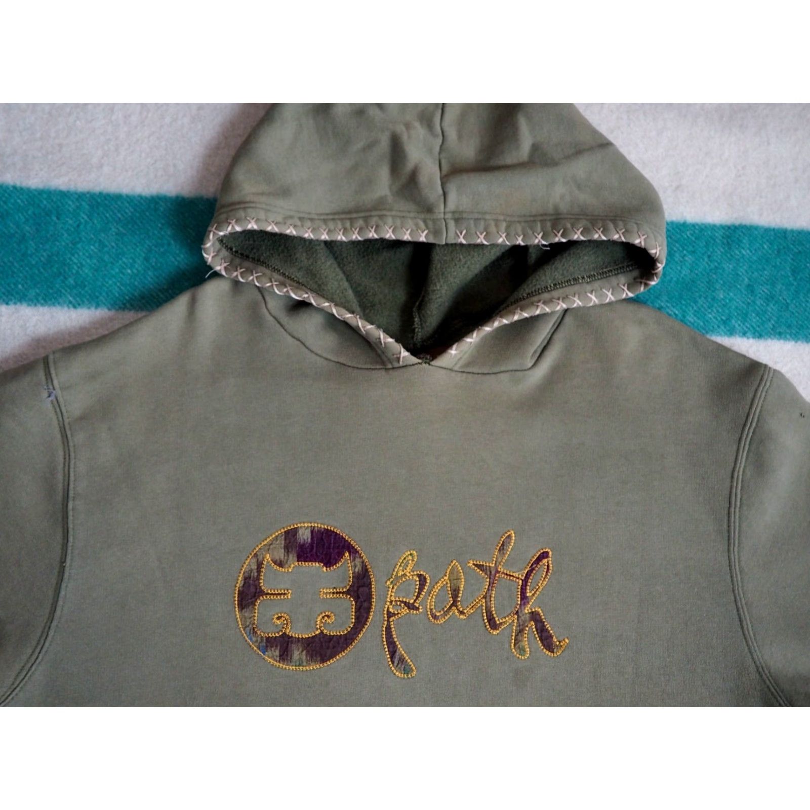 Logo 7 VTG Ipath Hoodie Mens XL 90s 2000s Y2k Faded Green Logo Baggy Grunge Sweatshirt Pullover Crew Neck Hooded Size US XL / EU 56 / 4 - 2 Thumbnail