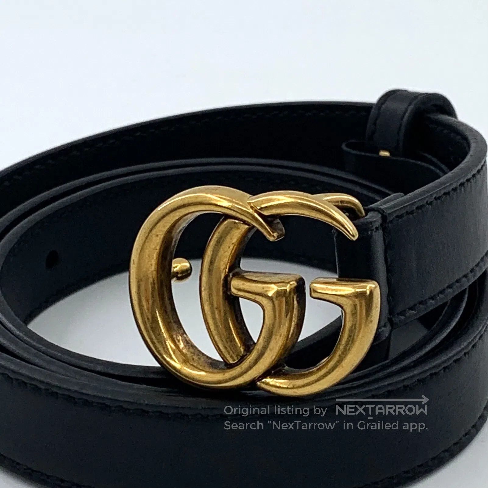Gucci Guicci Black Double G Smooth Buckle Belt| Size ONE SIZE - 3 Thumbnail