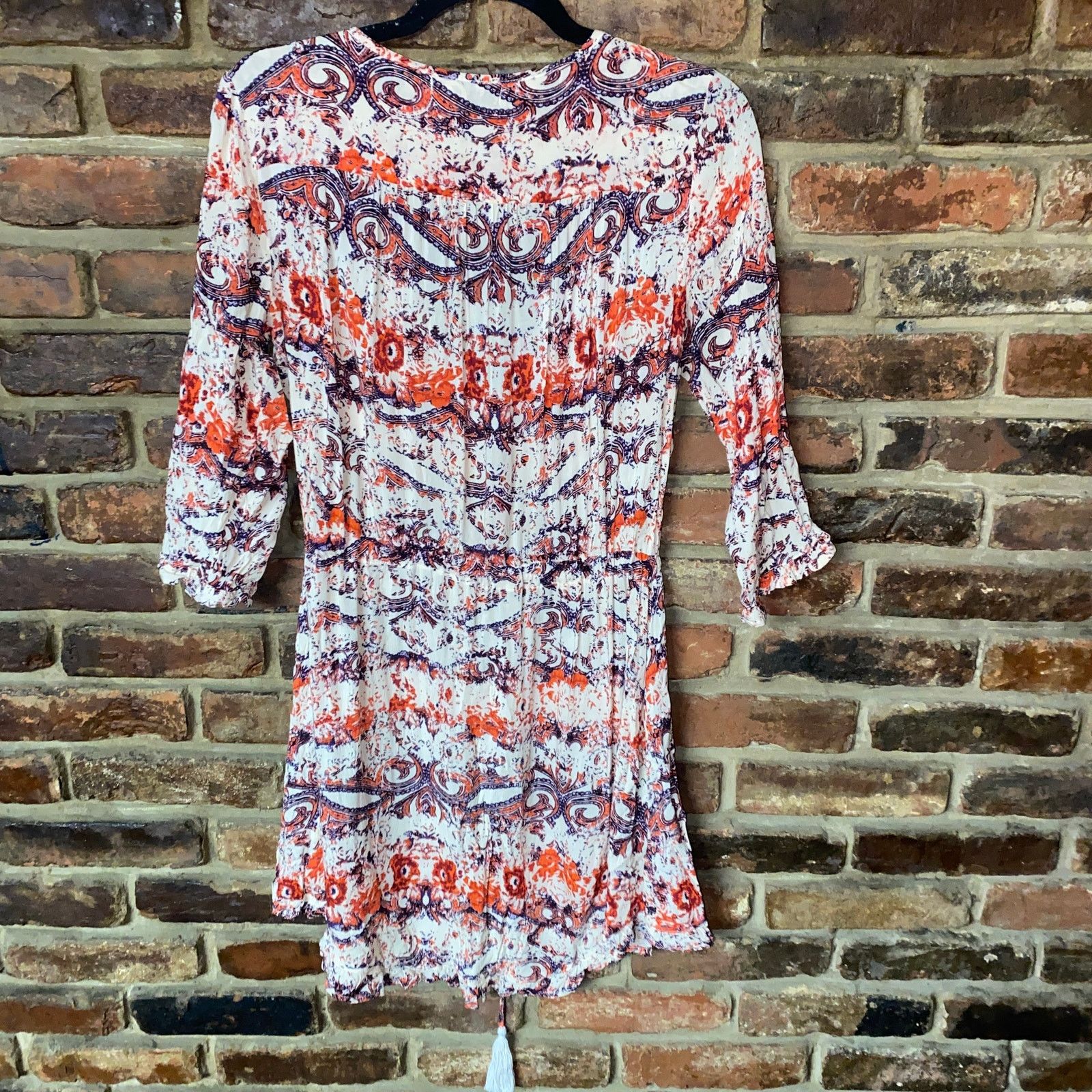 Other Black Swan Print 3/4 Sleeve Mini Tassel Tie Dress Large Size L / US 10 / IT 46 - 6 Thumbnail