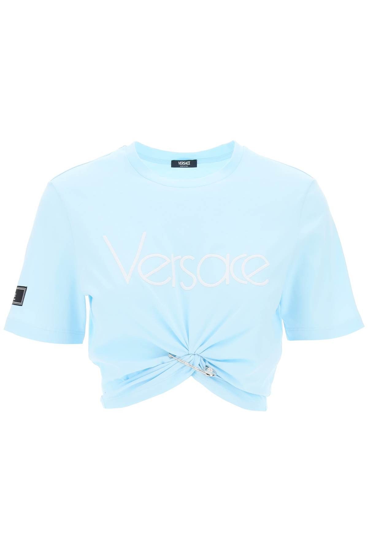 image of Versace "cropped 1978 Re in Pale Blue Bianco, Women's (Size XS)