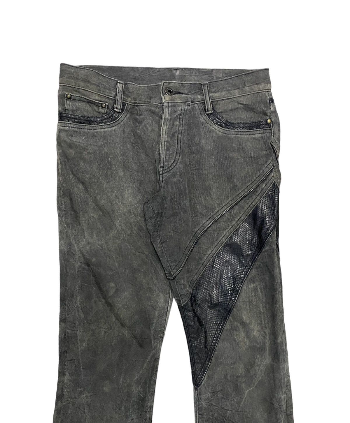 5351 POUR LES HOMMES Vtg 5351 Pour Les Hommes Snake leather flare wash pants Size US 31 - 2 Thumbnail