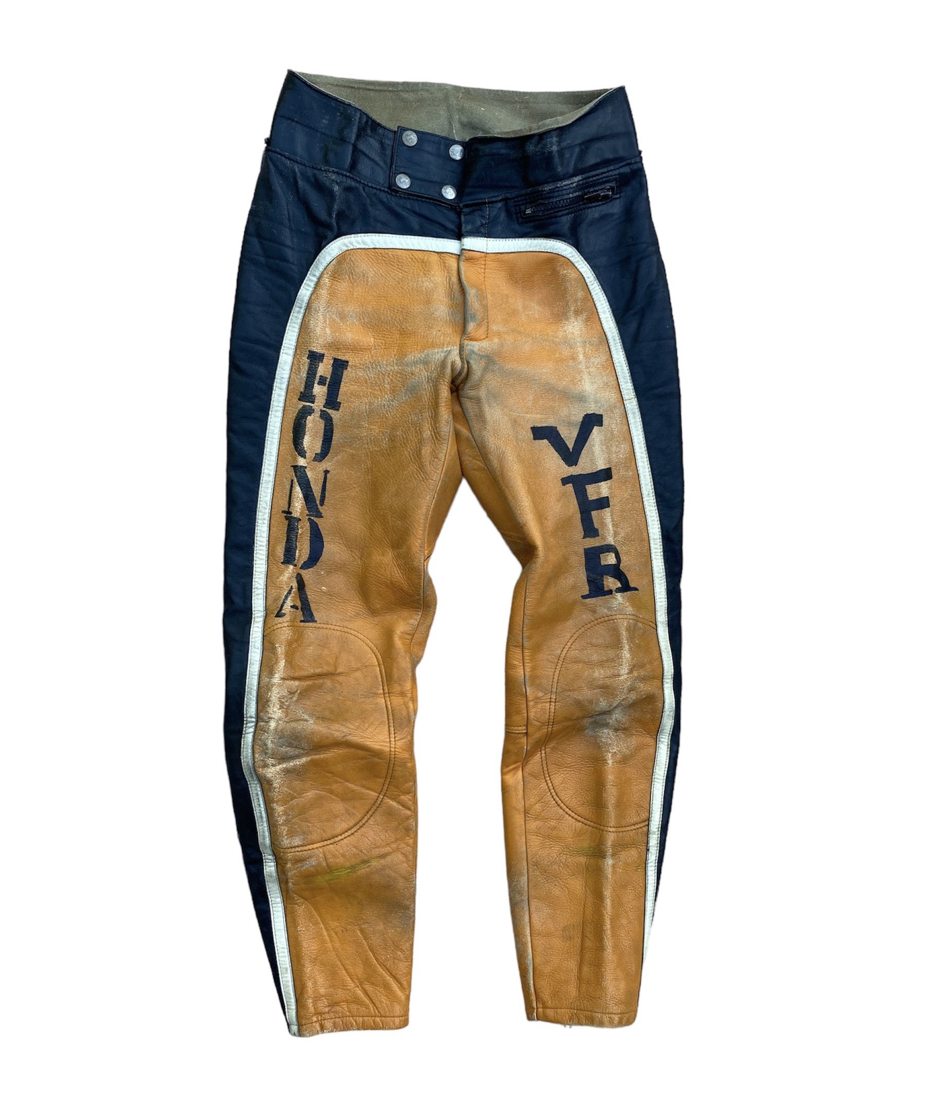Genuine Leather Vintage 70s Furygan Moto Racing Distressed Leather Pants Size US 29 - 1 Thumbnail