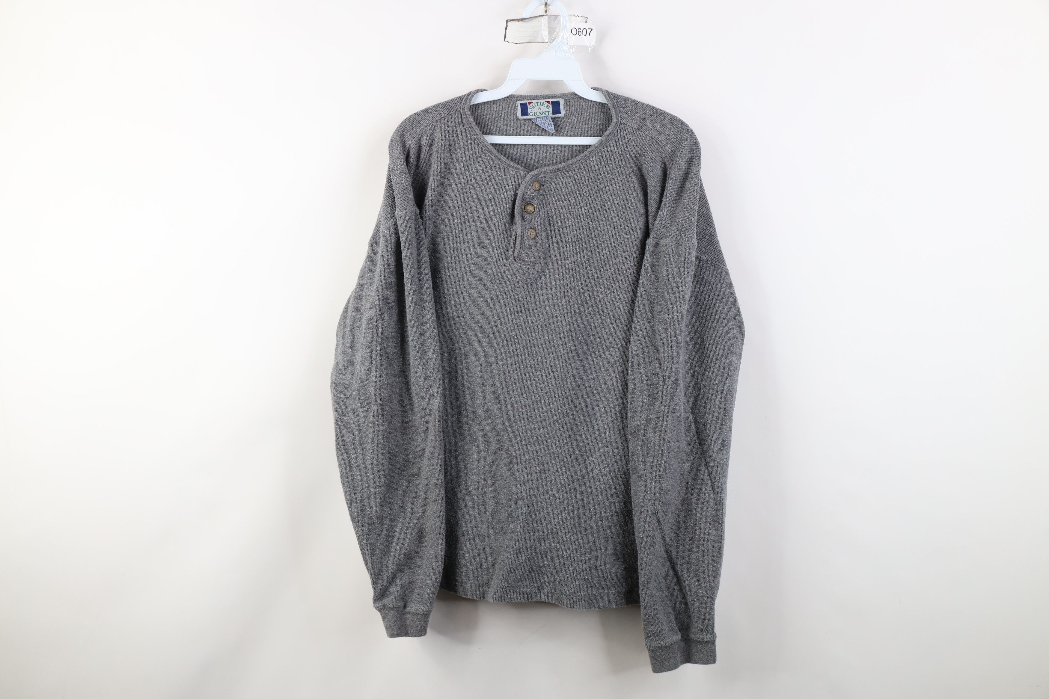 Vintage Vintage 90s Streetwear Marled Thermal Knit Henley T-Shirt Size US L / EU 52-54 / 3 - 1 Thumbnail