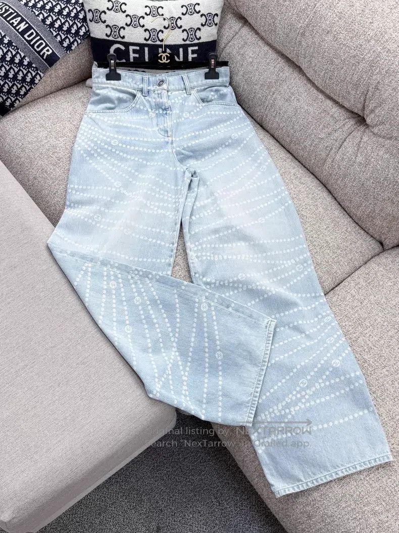 Chanel Chanel Pearl denim wide-leg pants Size 24" / US 00 / IT 34 - 3 Thumbnail