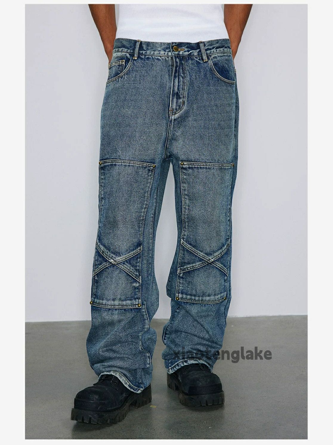 Jean × Vintage washed faded loose baggy carpenter workwear jeans Size US 36 / EU 52 - 1 Thumbnail