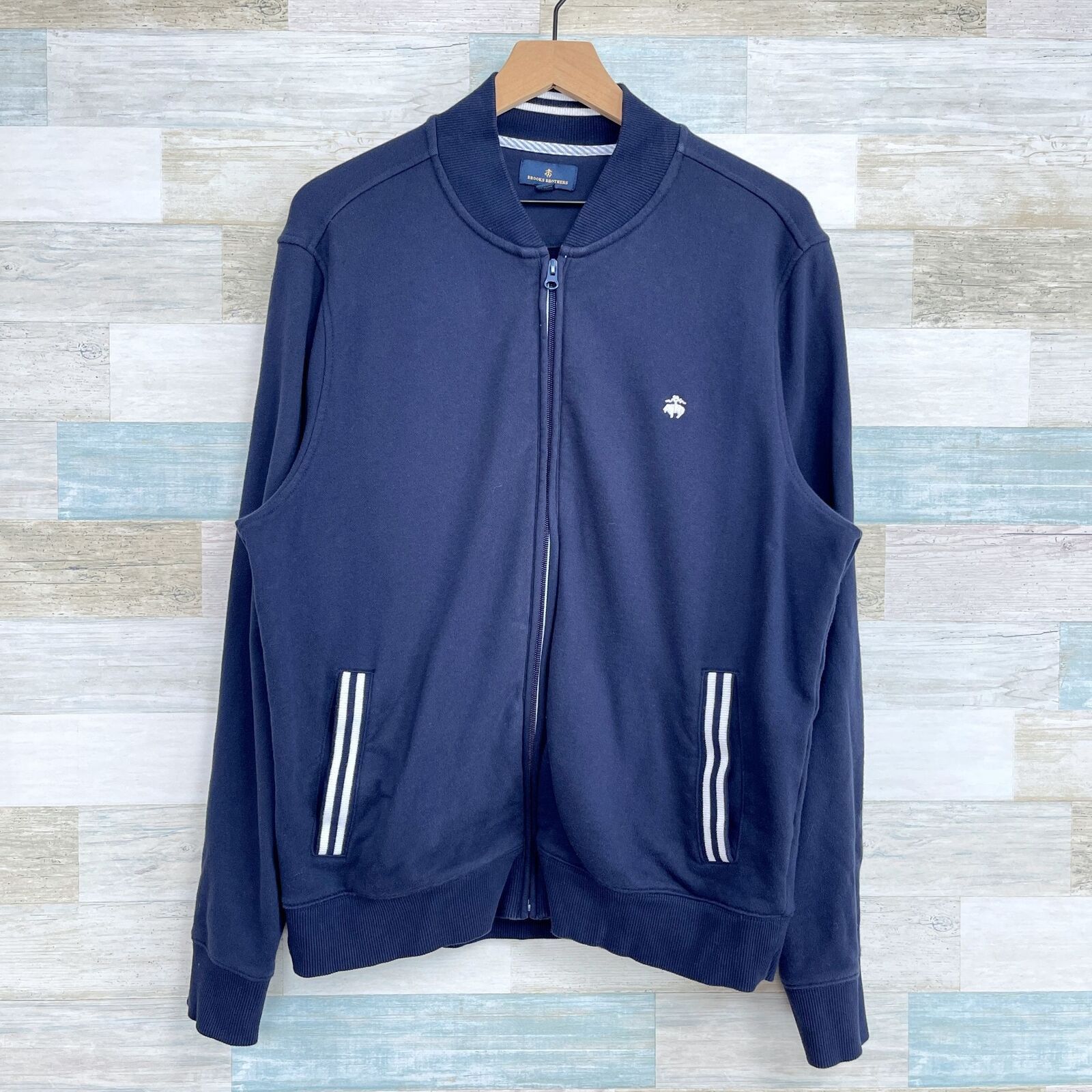 Brooks Brothers Brooks Brothers Full Zip Sweater Jacket Blue White Mens L Size US L / EU 52-54 / 3 - 1 Thumbnail