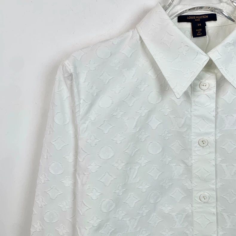 Louis Vuitton Louis Vuitton Cotton lapel long-sleeved shirt with white l Size XXS / US 00 / IT 34 - 3 Thumbnail