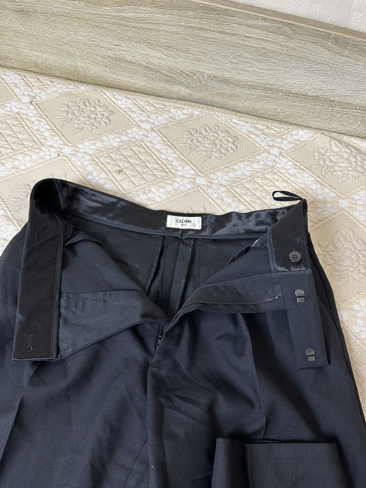 Celine 🔥 Celine Paris Black Mohair Wool Trousers 48 IT Pants Men Size 48R - 6 Thumbnail