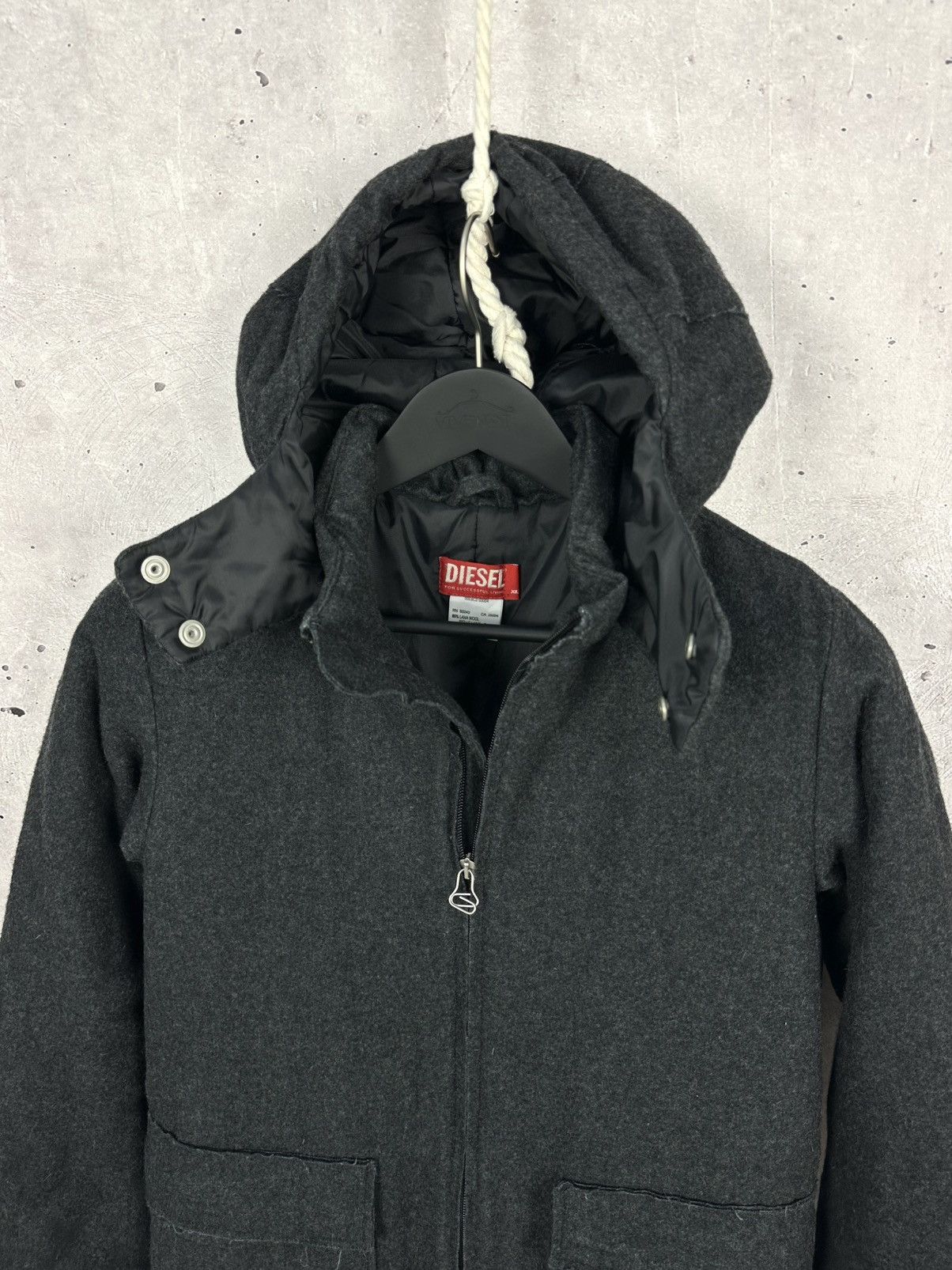 Diesel × If Six Was Nine × Vintage Y2K Diesel Vintage Disstressed Wool Zip Hooded Jacket Size L / US 10 / IT 46 - 5 Thumbnail