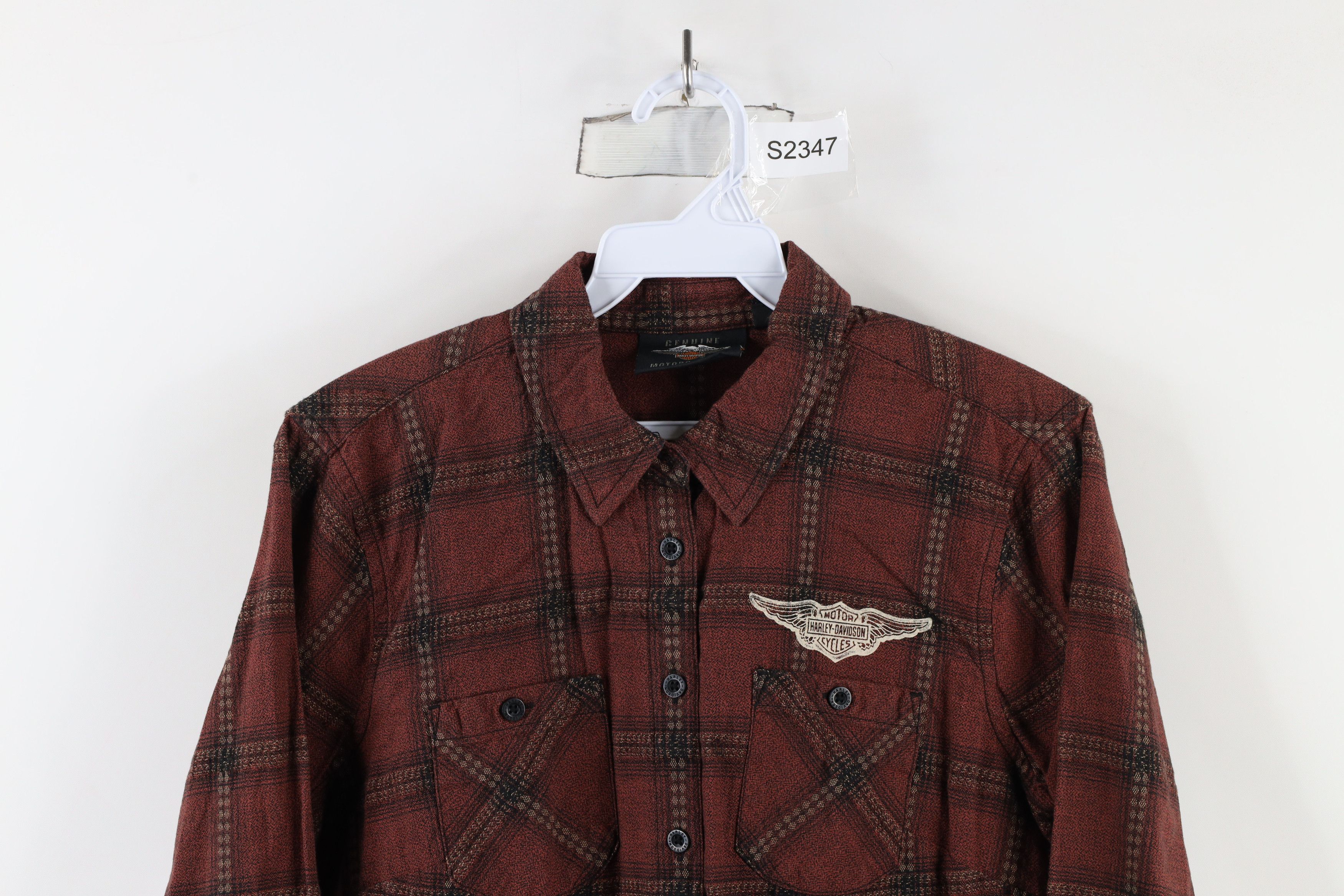 Harley Davidson × Vintage Vintage Harley Davidson Spell Flannel Button Shirt Cotton Size S / US 4 / IT 40 - 2 Thumbnail