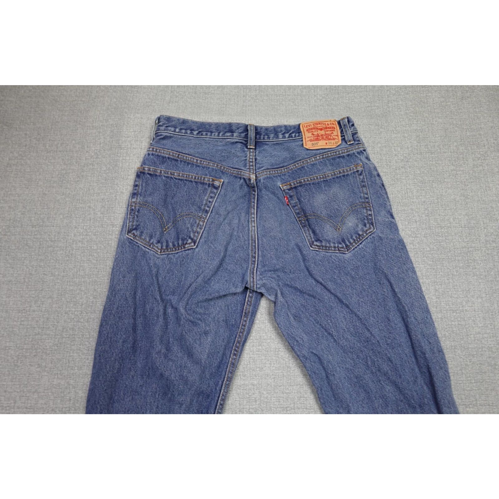Levi's Levi's 505 Jeans Mens 34x32 Blue Regular Fit Straight Leg Dark Wash Western Size US 34 / EU 50 - 5 Thumbnail